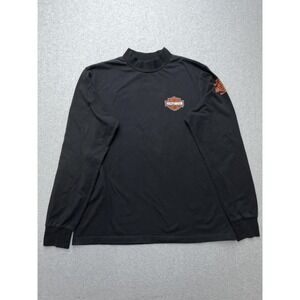 Harley-Davidson Shirt Mens XL Black Mock‎ Neck Long Sleeve Biker Thumbhole Cuffs